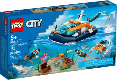 Конструктор LEGO City 60377 Explorer Diving Boat Исследовательская лодка для дайвинга