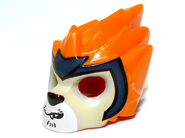 Lego Minifigure Headgear Mask Lion with Tan Face, Crooked Smile and Dark Blue Headpiece 11129pb02