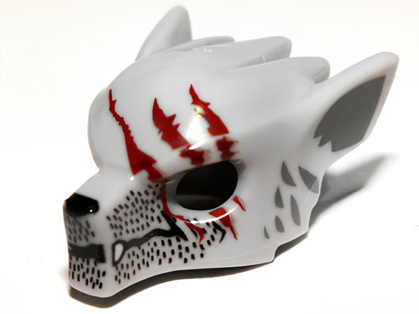 Lego Minifigure Headgear Mask Wolf with Fangs, Stubble and Three Dark Red Gashes 11233pb03