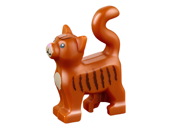 Котенок Lego Cat, Standing with Black Eyes, Dark Tan Chest and Muzzle 13786pb02