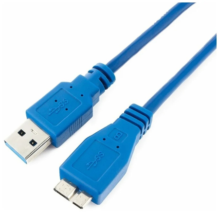 Кабель USB 3.0 Pro Cablexpert CCP-mUSB3-AMBM-1, AM/microBM 9P, 30см, экран, синий, пакет