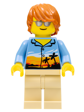 Минифигурка Lego  Dad, Bright Light Orange Sunset and Palm Trees Shirt twn245a U