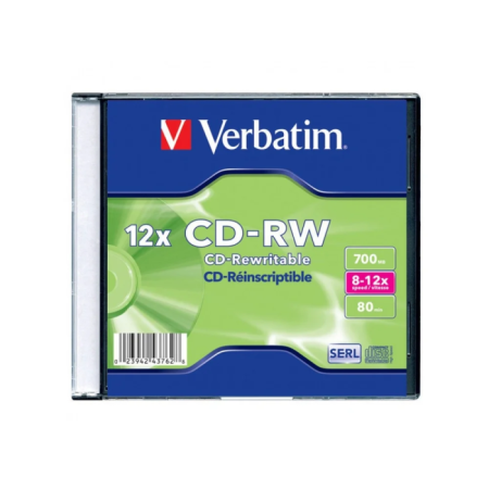 Диски Verbatim CD-RW (8-12x, 700Mb, Slim,1шт) 43762