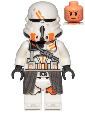 Минифигурка Lego Star WarsClone Airborne Trooper, 212th Attack Battalion (Phase 2) - White Arms, Dirt Stains, Cloth Kama, Nougat Head sw1100