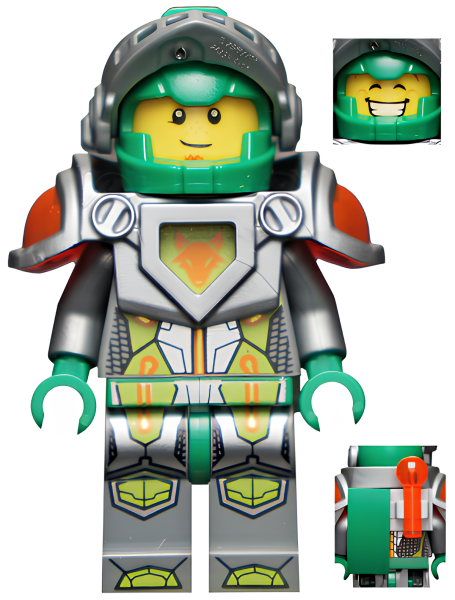 Минифигурка Lego Nexo Knights Aaron Fox - Flat Silver Visor and Armor, Clip, Curved Slope, and Bar with Tow Ball on Back nex004 U