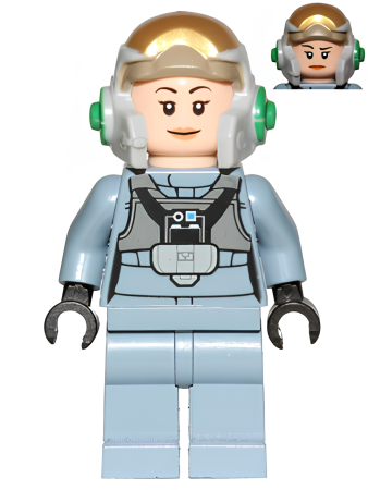 Минифигурка Lego Star Wars Rebel Pilot A-wing (Open Helmet, Sand Blue Jumpsuit, Female) sw0743