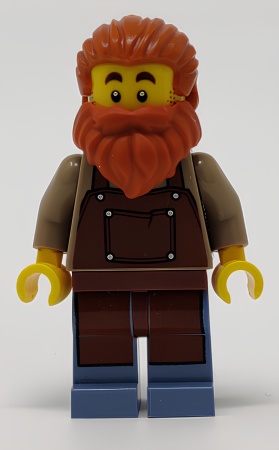 Минифигурка LEGO Blacksmith - Male, Reddish Brown Apron, Dark Orange Beard idea082