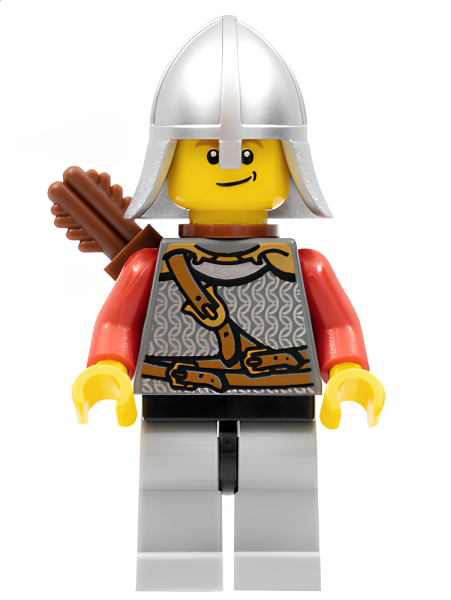 Минифигурка Lego Kingdoms - Lion Knight Scale Mail with Chest Strap and Belt, Helmet with Neck Protector, Quiver, Smirk cas472