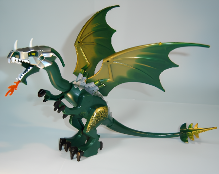 Дракон Lego Dragon, Fantasy Era, Dark Green Head with Armor Dragon03