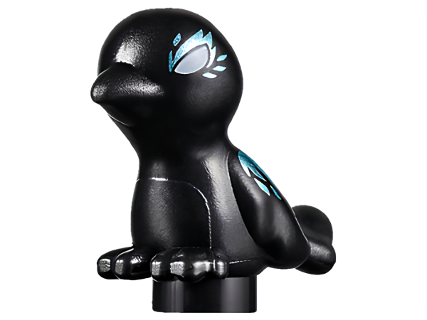 Теневой ворон Lego Bird, Friends / Elves with White Eyes and Metallic Light Blue Feathers Pattern (Shadow Raven) 98388pb08