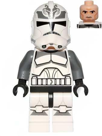 Минифигурка Lego Star Wars Clone Trooper, 104th Battalion 'Wolfpack' (Phase 2) - Dark Bluish Gray Markings, Large Eyes sw0537