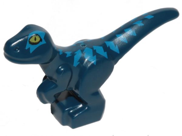 Lego Динозаврик Lego Dinosaur Baby Standing with Blue Markings and Yellow Eyes Pattern 37829pb03
