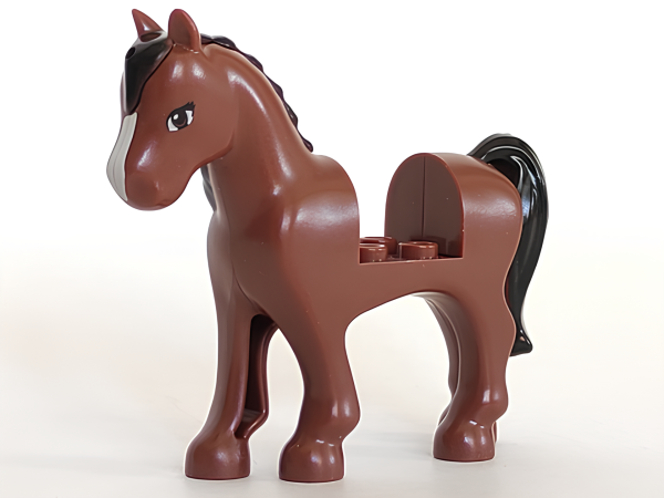 Лошадь Lego Horse with 2 x 2 Cutout with Black Mane and Tail, Brown Eyes, 93083c01pb03