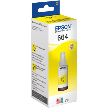 Контейнер с чернилами Epson T6644 для L100 L110 L120 L200 L210 L300 L350 L355 L550 L555 L1300 Yellow желтый C13T66444A