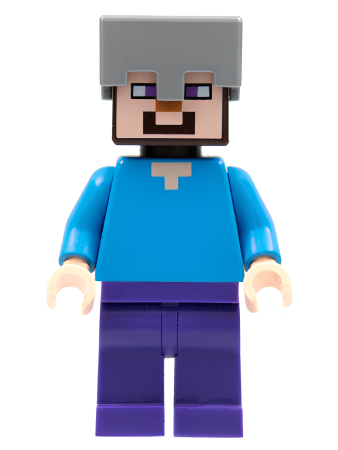 Минифигурка Lego Minecraft Steve - Dark Purple Legs, Flat Silver Helmet min016 U