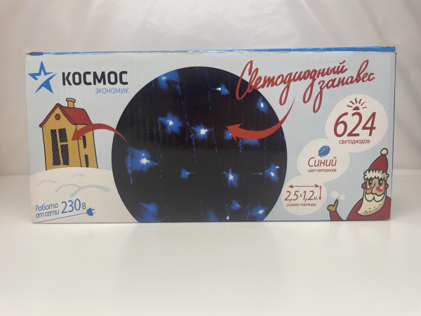 Новогодняя гирлянда занавес КОС CUR 624LED синий от магазина Shop-device