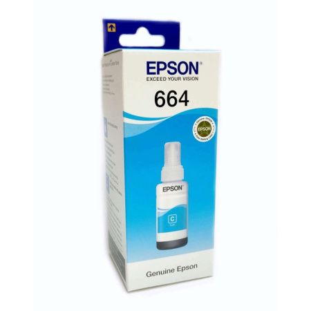 Контейнер с чернилами Epson T6642 для L100 L110 L120 L200 L210 L300 L350 L355 L550 L555 L1300 Cyan голубой C13T66424A