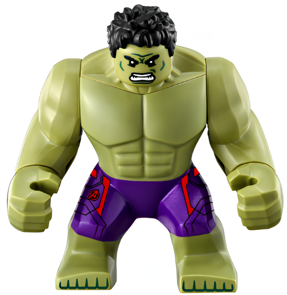 Минифигурка Lego Hulk with Black Hair and Dark Purple Pants with Avengers Logo sh173