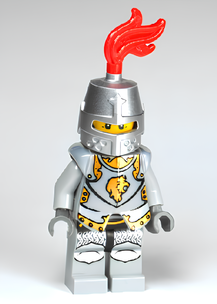 Минифигурка Lego Kingdoms - Lion Knight Armor with Lion Head and Belt, Helmet Closed, Gray Beard cas443