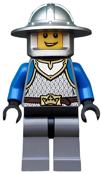 Минифигурка Lego Castle - King's Knight Scale Mail, Crown Belt, Helmet with Broad Brim, Open Grin cas517