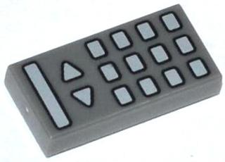 Tile 1 x 2 with Groove with TV Remote Control Pattern 3069pb0311 Used