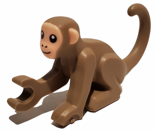 Lego Monkey with Molded Light Nougat Face and Ears, Printed Black Eyes, Nostrils, and Mouth Pattern 77864pb01