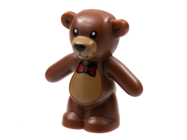 Плюшевый Мишка Lego Teddy Bear with Black Eyes, Nose and Mouth, Medium Nougat Stomach and Muzzle and Red Bow Tie Pattern 98382pb002