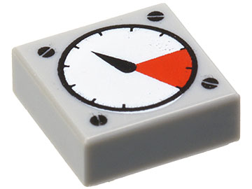 Tile 1 x 1 with Groove with White and Red Gauge, Black Thick Needle, and Screw Heads Pattern 3070p07