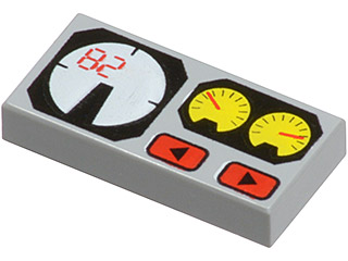 Tile 1 x 2 with Groove with Red 82, Yellow and White Gauges Pattern 3069px19