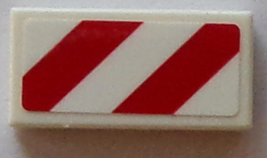 Tile 1 x 2 with Groove with Red and White Danger Stripes (Two Red Stripes) Pattern Model Left Side (Sticker) 3069pb0363L Used