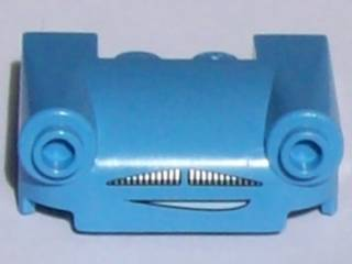 Vehicle, Mudguard 3 x 4 with Headlights, Moustache Grille and Smile Pattern 93597pb002 Used
