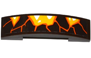 Деталь LEGO Slope, Curved 4 x 1 x 2/3 Double with Orange Cracks and Lava Pattern Model Right Side (Sticker) 93273pb060R 