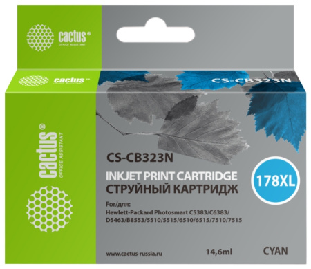 Картридж Cactus CS-CB323N(CS-CB323) №178XL, голубой, совместимый