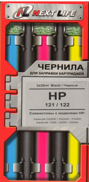 Заправочный комплект NEXTLIFE, для HP 121/122/134/28, 3X20 МЛ, черные