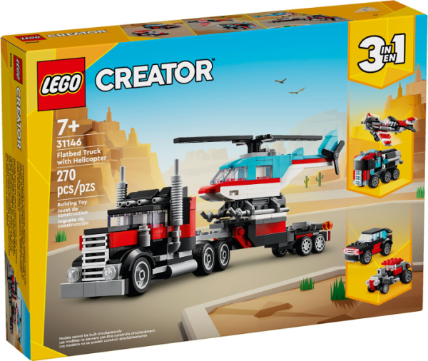 Конструктор LEGO Creator 31146 Грузовик-платформа с вертолетом 3в1